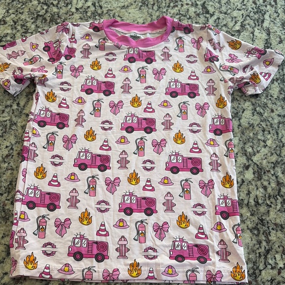 Pink Fire Truck Bamboo PJ Set - Picture 2 of 7